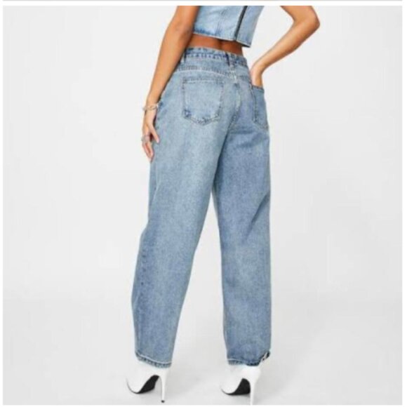 Lioness Talk‎ Is Cheap Pants XS Blue Wide Leg Y2K 90s Inspired High Rise - Picture 2 of 14